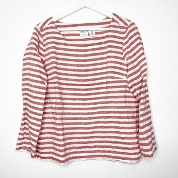 RACHEL ZOE Red Stripe Linen Blend Blouse  - Picture 1 of 7